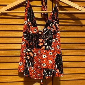Urban Outfitters Floral Camisole - Orange and Black
